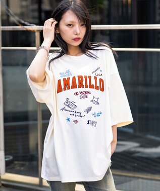 WEGO 【速乾/ひんやり/ユニセックス着用ITEM】接触冷感フロッキープリントグラフィックT（SS） ホワイト