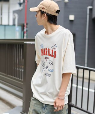 WEGO 【速乾/ひんやり/ユニセックス着用ITEM】接触冷感フロッキープリントグラフィックT（SS） ホワイト