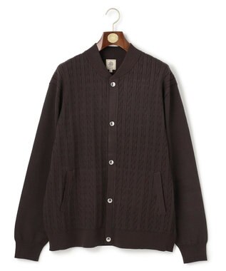 J.PRESS MEN 【KING SIZE】【ストレッチ / イージーケア】【FLEX YARN】ケーブルニット ブルゾンライク カーディガン ブラウン系