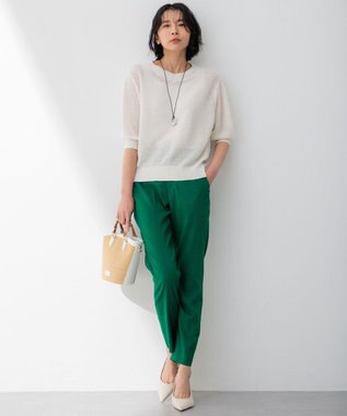 23区 S 【洗える】リネンレーヨンストレッチ テーパードパンツ [WEB限定]グリーン系