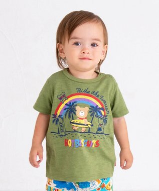 MIKI HOUSE HOT BISCUITS 【80-120cm】 サーフ柄 スラブ天竺 半袖Tシャツ