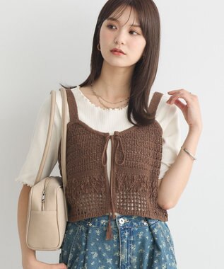 earth music&ecology フリンジニットビスチェ Brown