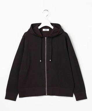 J.PRESS LADIES Vis/Peスパーク ニット パーカー ダークブラウン系