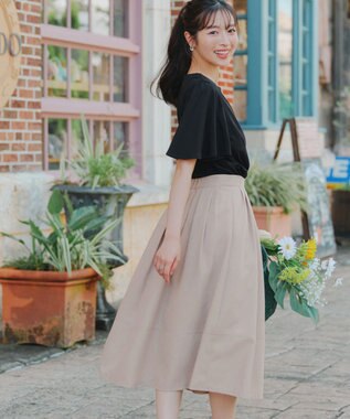 Tiaclasse 【おのののかさん着用】「サマケア」キーネックフレアスリーブトップス ブラック