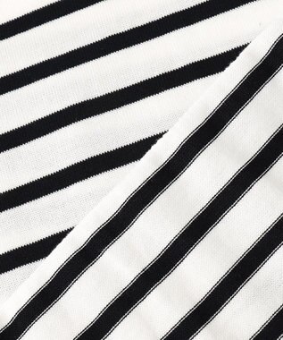 J.PRESS LADIES 【洗える】BASIC HT-COTTON クルーネック ボーダー ニット ブラック系1