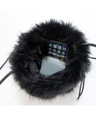 UNBILLION カシュカシュ cachecache / エコファーシンプル巾着ショルダーバッグ ブラック