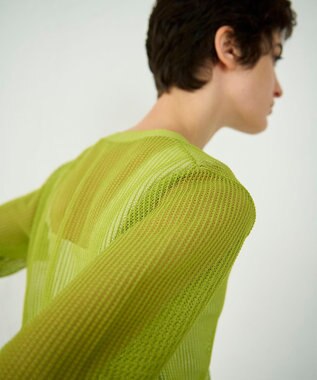 GRACE CONTINENTAL メッシュニットカーディガン グリーン