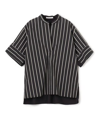 BEIGE， QUARTZ / 異素材コンビ ストライプシャツ Black St.