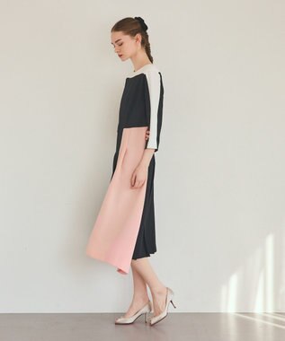 GRACE CONTINENTAL カラーブロックドレス ブラック