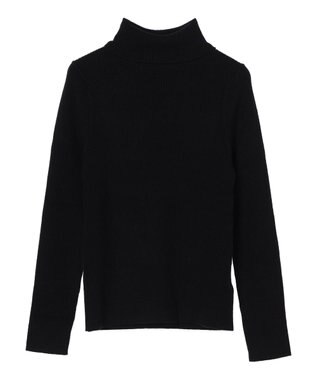earth music&ecology やわらかタッチリブタートルネックプルオーバー Black