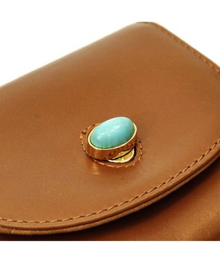 UNBILLION ペルケ perche ジェムストーンヒネリかぶせ三つ折りミニ財布 キャメル