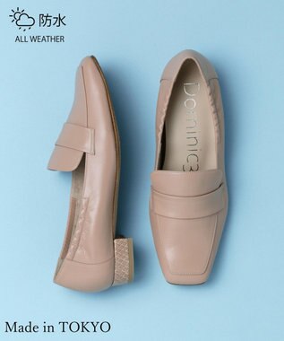 Dominic3 晴雨兼用 サイドギャザー ソフトレザーローファー