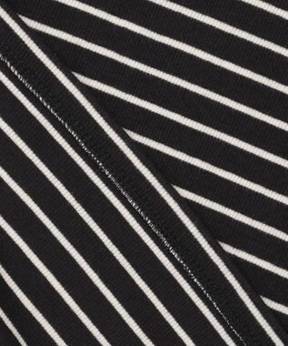 UNFILO コットンカシミヤ クルーネックカットソー ブラック×エクリュ