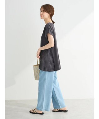 Green Parks 脇プリーツドッキングチュニック Charcoal Gray