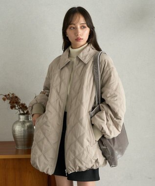 earth music&ecology ダブルステッチキルティングコート Beige