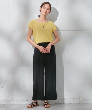 ANY 【洗濯機可・ウエストゴム】楽映えワイドパンツ ブラック