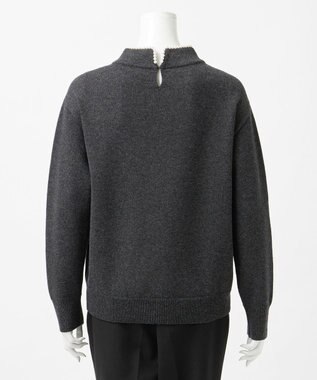 23区 【R(アール)】マイクロンメリノウール パールトリム ニット チャコールグレー系