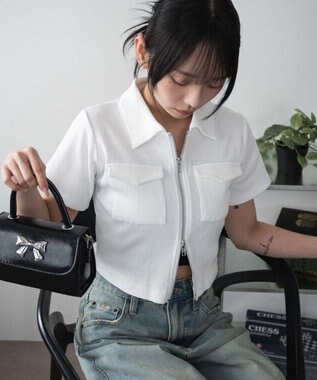 ポケットデザインWZIPトップス