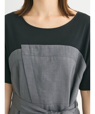 Green Parks 共ベルト付きビスチェ風ドッキングワンピース Gray Mixture