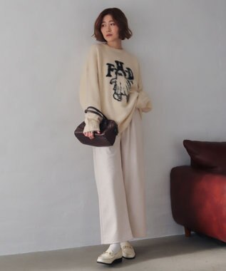 WEGO 【ユニセックス着用ITEM/MLサイズ展開/25年秋冬新作】ファジーグラフィックプルオーバー ホワイトその他