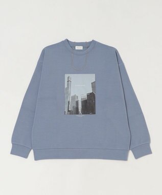 WEGO 【ユニセックス着用ITEM/2点SET/MLサイズ展開】アクセ付きフォトグラフィックプルオーバー サックス