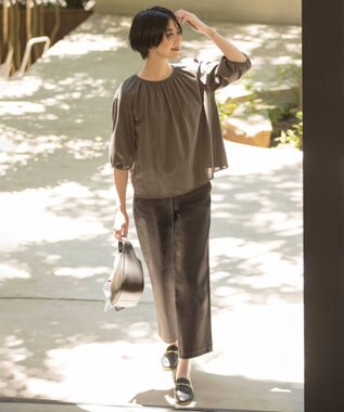 J.PRESS LADIES S 【洗える】ハイパワーデニムツイル ワイド パンツ ブラック系