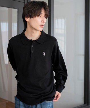 WEGO 【25年秋冬新作/ユニセックス着用ITEM/MLサイズ展開】別注USPOLOニットポロ ブラック