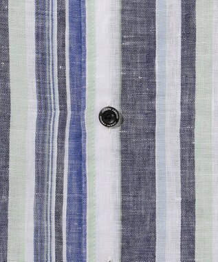 JOSEPH ABBOUD 【麻100％・軽い・涼しい】 モイスチャーリネンストライプシャツ ダルブルー系2