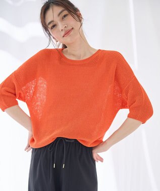 ANY 【洗濯機可/アンチピリング】ギマハーフスリーブニット オレンジ