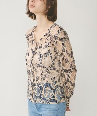 GRACE CONTINENTAL ボウタイ付レースブラウス キナリ