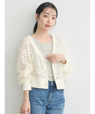 earth music&ecology ラッセルレースカーディガン Ivory