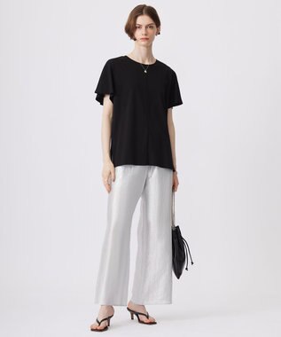 ICB 【洗える】 ブライトカールマイヤー ワイドストレートパンツ シルバー系