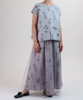 muuc 【ゆったりシルエットで涼しく上品】植物の影絵プリント プルオーバー グレー