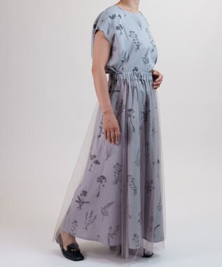 muuc 【ゆったりシルエットで涼しく上品】植物の影絵プリント プルオーバー グレー