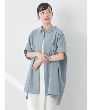 earth music&ecology 配色ステッチＢＩＧシャツ Gray