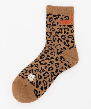 PW CIRCULUS 【WOMEN】【土踏まずをサポート】ロゴ ミドルソックス レオパード