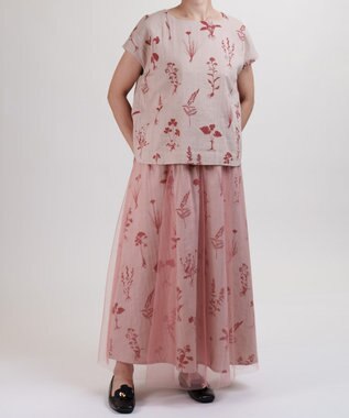 muuc 【ゆったりシルエットで涼しく上品】植物の影絵プリント プルオーバー ピンク