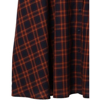 Green Parks ビエラチェックシャツワンピース Orange