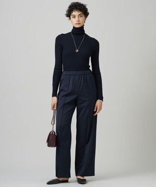 ICB 【洗える】Ｔ/Wブロード ワイドストレートパンツ ネイビー系