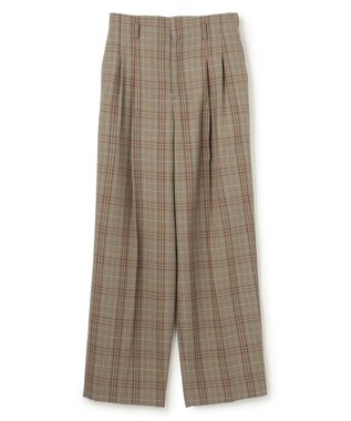 BEIGE， SELMA / チェックウールハイウエストタックパンツ Camel × Nude