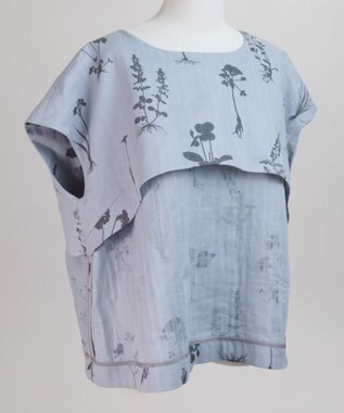 muuc 【ゆったりシルエットで涼しく上品】植物の影絵プリント プルオーバー グレー