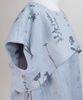 muuc 【ゆったりシルエットで涼しく上品】植物の影絵プリント プルオーバー グレー