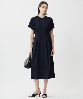 ICB L 【接触冷感・吸水速乾・防シワ・UVケア・洗える】 エステルドライトロ ワンピース ネイビー×ブラック系