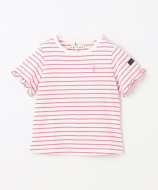 組曲 KIDS 【110-140㎝】半袖ボーダー Tシャツ ローズ×オフホワイト