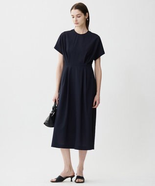 ICB L 【接触冷感・吸水速乾・防シワ・UVケア・洗える】 エステルドライトロ ワンピース ネイビー×ブラック系