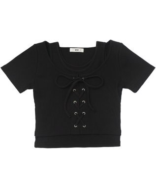 WEGO ヴィンテージライクレースアップT ブラック