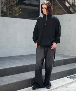 WEGO 【WEB限定/25年秋冬新作/ユニセックス着用ITEM】別注USPOLOハーフZIPPO スミクロ