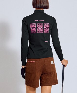 PW CIRCULUS 【吸水速乾 / UV遮蔽率99.5% UVカット / ストレッチ】【WOMEN】DELFT ロングスリーブモックT ゴルフウェア レディース ブラック系