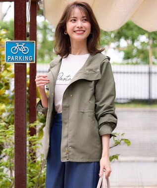 ANY SIS L 【撥水】フーディショート ブルゾン カーキ