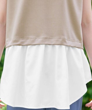 Tiaclasse 【洗える】シャツドッキングフレンチスリーブカットソー ベージュ